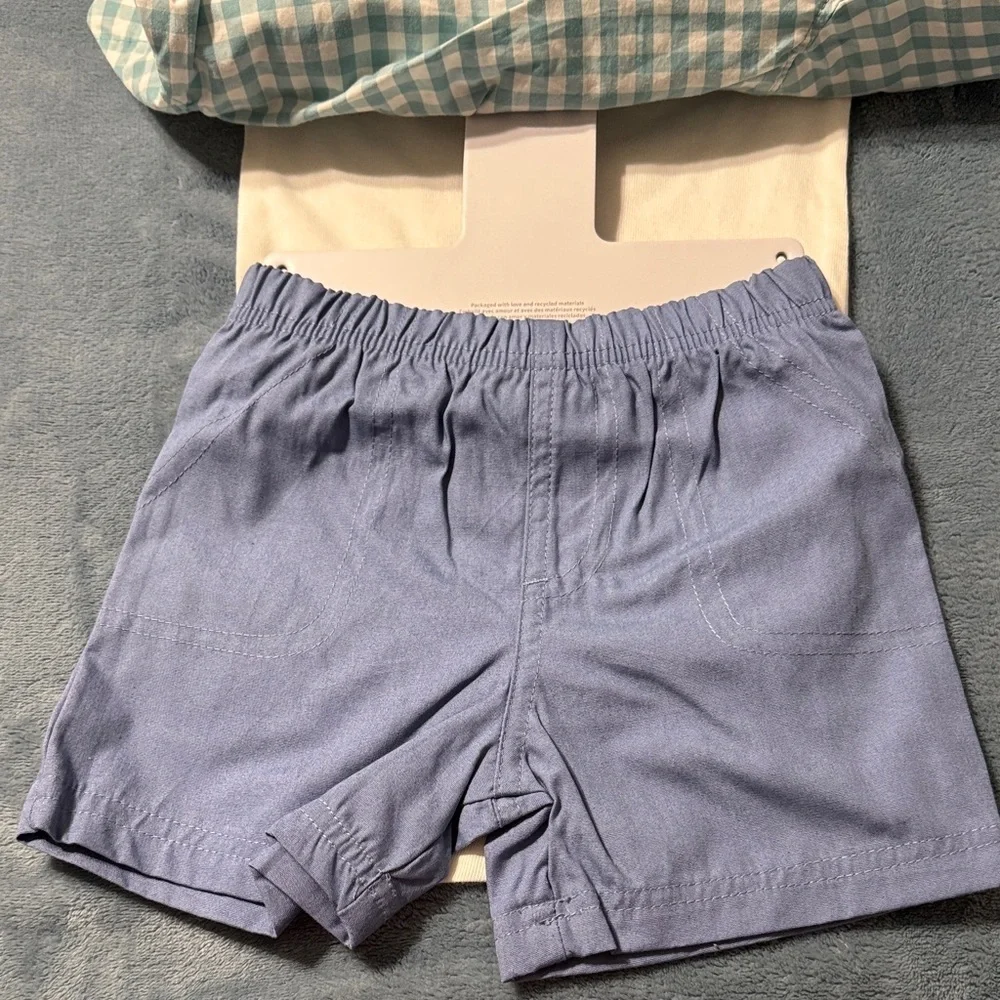 Carter's Blue Checkered Shirt and Shorts Set